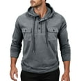 thumbnail image 1 of CONROSES Mens Hoodies Solid Color Hoodie for Men Long Sleeve Buttons Sports Hooded Sweatshirt Soft Fall Winter Sweatshirts With Pocket, 1 of 7