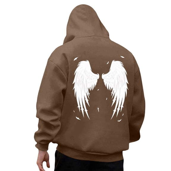 CONROSES Mens Hoodies Wings Graphic Y2K Hoodie for Men Long Sleeve Warm Pullover Hooded Sweatshirt Soft Fall Winter Sweatshirts With Pocket
