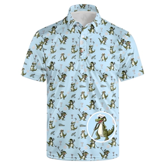 CONROSES Mens Short Sleeve Polo Shirts Funny Graphic Collared Polo Shirt for Men Casual Golf Shirts