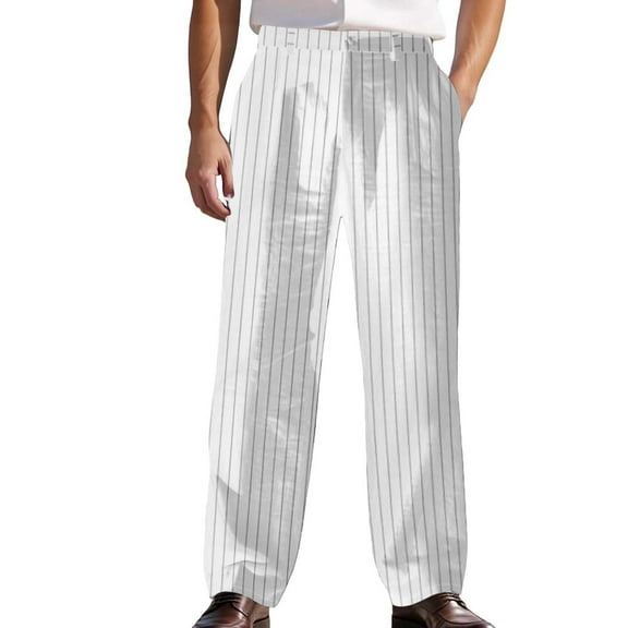 CONROSES Mens Suit Pants Solid Color Linen Dress Pants for Men Casual Wide Leg Buttons Soft Loose Business Trousers With Pockets