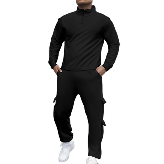 CONROSES Mens Sweat Suits 2 Peice Casual Tracksuit for Men Half Zip Solid Long Sleeve Sweatshirts Joggers Fall Winter Athletic Jogging Track Suits
