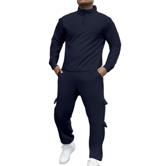 CONROSES Mens Sweat Suits 2 Peice Casual Tracksuit for Men Half Zip Solid Long Sleeve Sweatshirts Joggers Fall Winter Athletic Jogging Track Suits