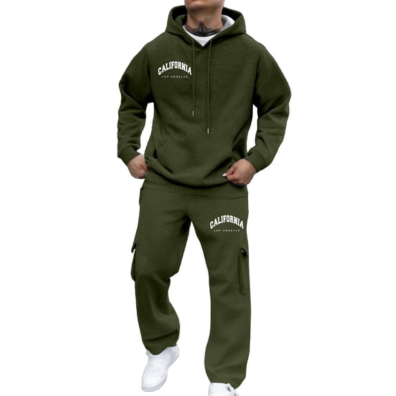 CONROSES Mens Sweat Suits 2 Peice Casual Tracksuit for Men Letter Graphic Y2K Long Sleeve Hoodies Pants Comfy Fall Winter Jogging Track Suits