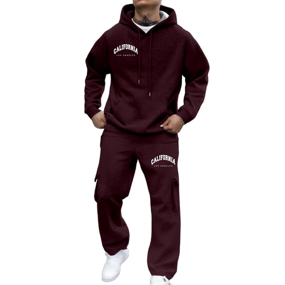 CONROSES Mens Sweat Suits 2 Peice Casual Tracksuit for Men Letter Graphic Y2K Long Sleeve Hoodies Pants Comfy Fall Winter Jogging Track Suits