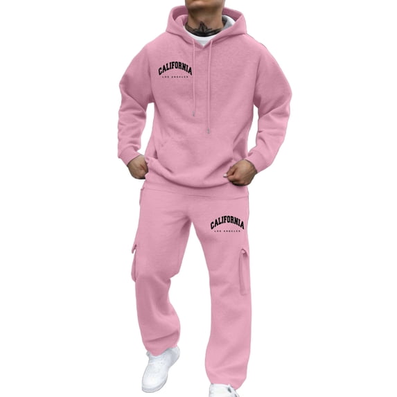 CONROSES Mens Sweat Suits 2 Peice Casual Tracksuit for Men Letter Graphic Y2K Long Sleeve Hoodies Pants Comfy Fall Winter Jogging Track Suits