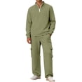 thumbnail image 1 of CONROSES Mens Sweatsuits 2 Peice Set Casual Sweat Suit for Men Half Zip Solid Long Sleeve Sweatshirts Joggers Fall Winter Athletic Jogging Track Suits, 1 of 9