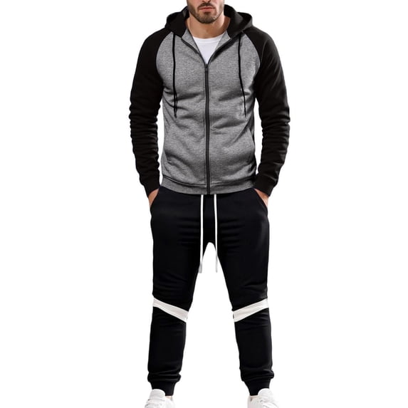 CONROSES Mens Tracksuits 2 Peice Set Casual Sweat Suit for Men Patchwork Color Half Zip Long Sleeve Hoodies Joggers Fall Winter Athletic Jogging Track Suits