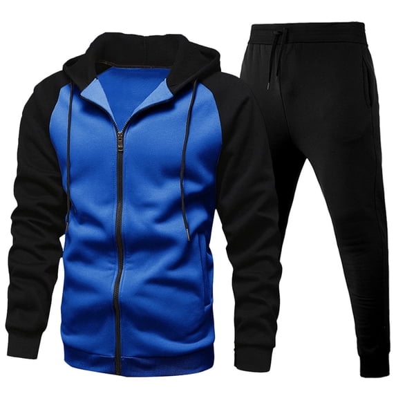CONROSES Mens Tracksuits 2 Peice Set Casual Sweat Suit for Men Patchwork Color Zip Long Sleeve Hoodies Sweatpants Comfy Fall Winter Jogging Track Suits