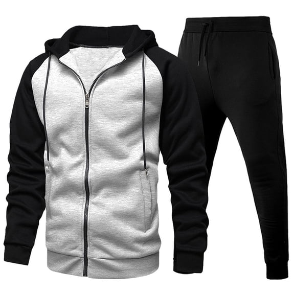 CONROSES Mens Tracksuits 2 Peice Set Casual Sweat Suit for Men Patchwork Color Zip Long Sleeve Hoodies Sweatpants Comfy Fall Winter Jogging Track Suits