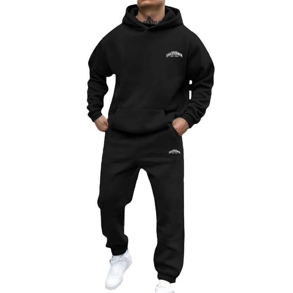 CONROSES Mens Tracksuits 2 Peice Set Casual Sweat Suit for Men Graphic Y2K Long Sleeve Hoodies Sweatpants Fall Winter Athletic Jogging Track Suits