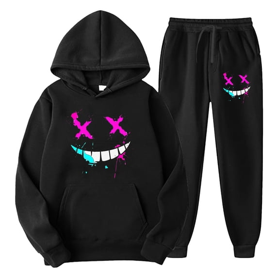 CONROSES Mens Tracksuits 2 Peice Set Casual Sweat Suit for Men Graphic Y2K Long Sleeve Hoodies Sweatpants Fashion Streetwear Jogging Track Suits