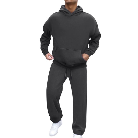CONROSES Mens Tracksuits 2 Peice Set Casual Sweat Suit for Men Solid Long Sleeve Hoodies Sweatpants Fall Winter Athletic Jogging Track Suits