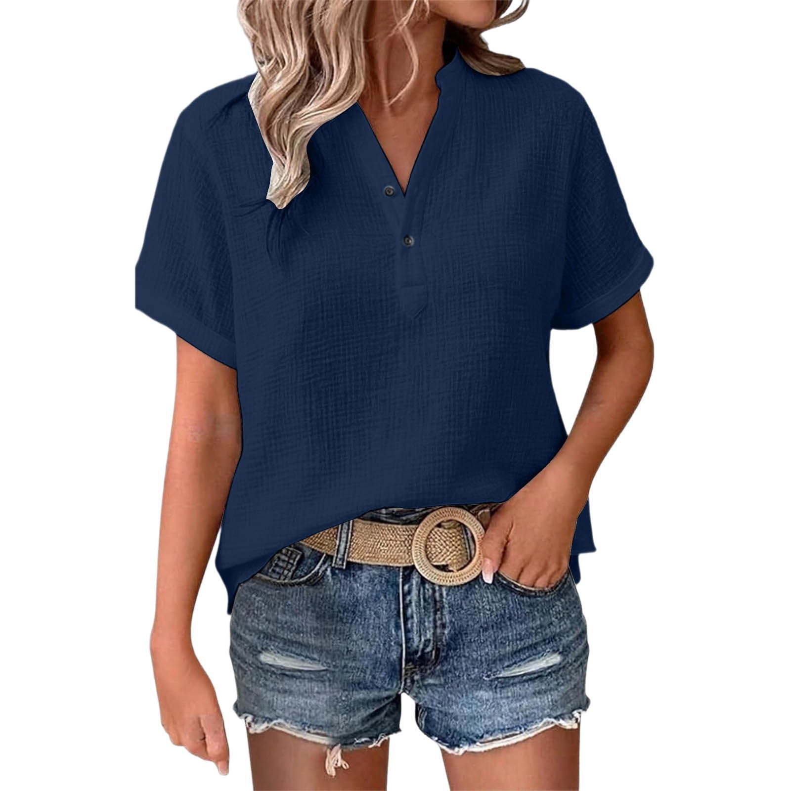 CONROSES Mothers Day Gift Women's Short Sleeve T-Shirts Crewneck Solid ...