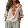thumbnail image 1 of CONROSES Mothers Day Gift Womens Short Sleeve African T-Shirts Crewneck Retro Graphic Loose Fit Summer Tee Blouses for Lady, 1 of 4