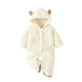 thumbnail image 1 of CONROSES Toddler Baby Boys Hooded Jumpsuits Solid Color Onesies Long Sleeve Warm Winter One Piece Footed Romper, Size 3-6 Months, 1 of 6