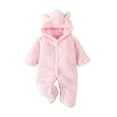 thumbnail image 1 of CONROSES Toddler Baby Boys Hooded Jumpsuits Solid Color Onesies Long Sleeve Warm Winter One Piece Footed Romper, Size 6-9 Months, 1 of 7