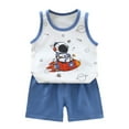 thumbnail image 1 of CONROSES Toddler Boys Clothes Sets Cartoon Graphic Sleeveless Vest Shorts Outfits for Kids, Sizes 18-24 Months, 1 of 3