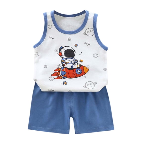 CONROSES Toddler Boys Clothes Sets Cartoon Graphic Sleeveless Vest Shorts Outfits for Kids, Sizes 18-24 Months