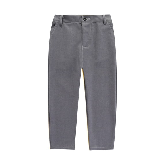CONROSES Toddler Boys School Uniform Pants Straight Leg Suit Pant for Child Solid Elastic Waist Elegant Wedding Formal Trousers with Pockets