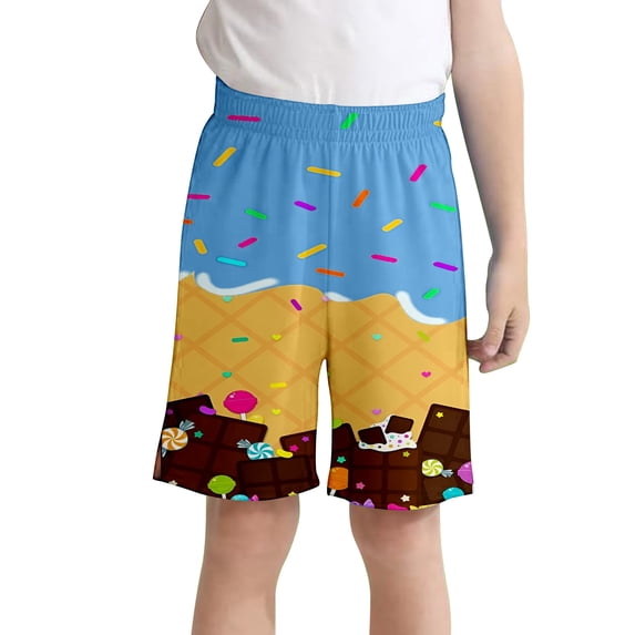CONROSES Toddler Boys Shorts Ice Cream Graphic Shorts for Boy Casual Elastic Waist Cozy Dailywear 2-3 Years