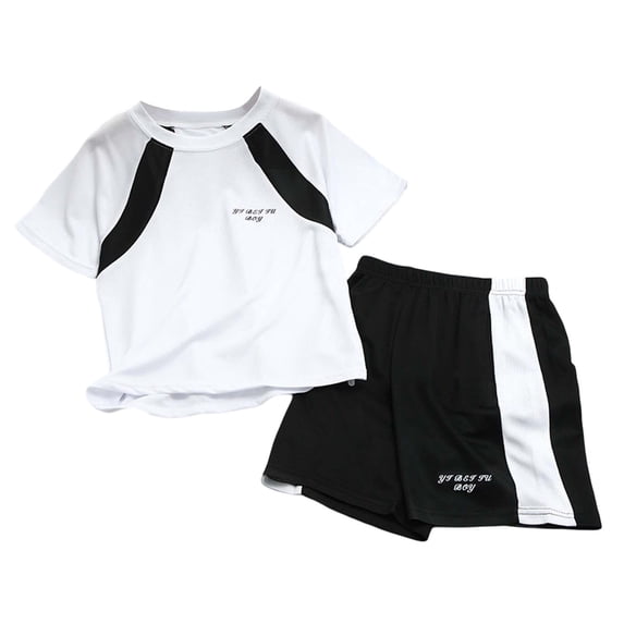 CONROSES Toddler Boys Workout Clothes Sets Graphic Short Sleeve Running Tops Shorts Athletic Outfits for Kids, Sizes 8-9 Years
