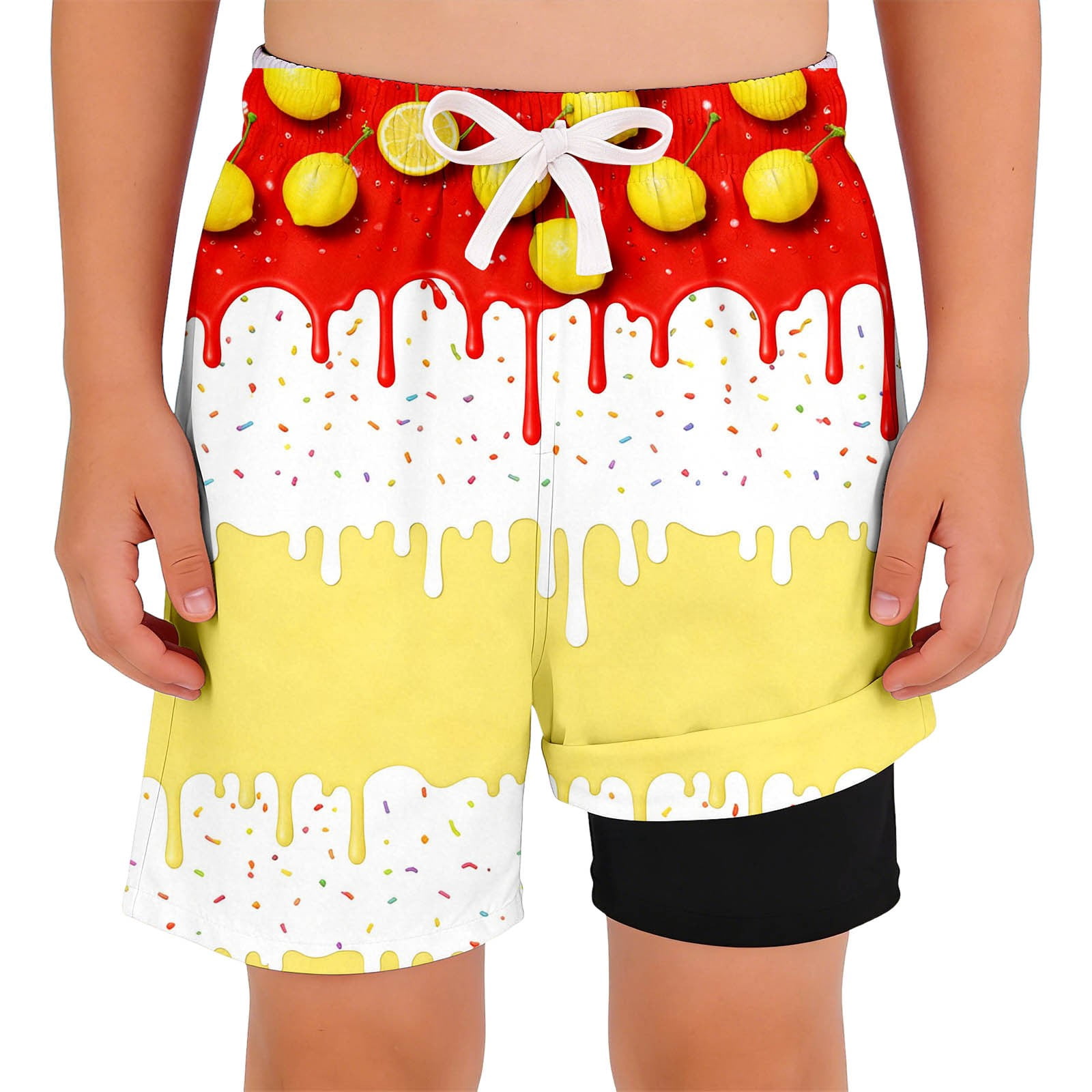 CONROSES Toddler Boys Workout Shorts With Mesh Liner Ice Cream Graphic ...