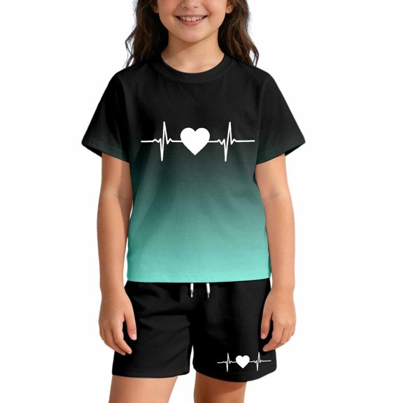CONROSES Toddler Girls Outfits Graphic Y2K Short Sleeve T Shirts Shorts Set for Kids, Sizes 3-4 Years