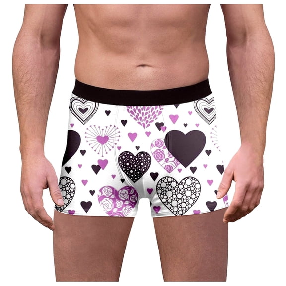 CONROSES Valentines Mens Boxer Briefs Valentine's Day Love Heart Graphic Boxer Briefs for Men Soft Breathable Boxer Shorts for Men