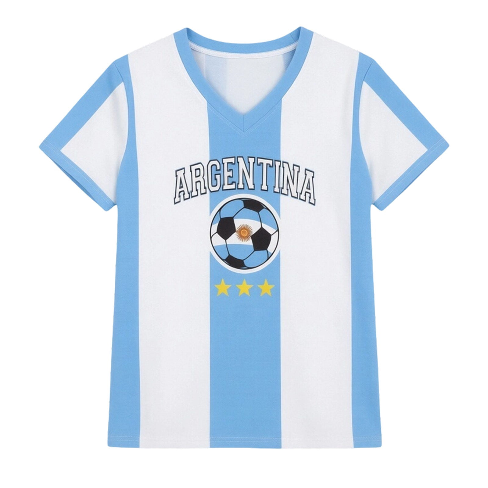 CONROSES Women's Short Sleeve Argentina Soccer T-Shirts V Neck Graphic ...