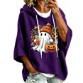 thumbnail image 1 of CONROSES Womens Halloween Hoodies 3/4 Sleeve Hoodie for Women Trendy Hallowmas Ghost Graphic Baggy Fall Winter Hooded Sweatshirts, 1 of 5