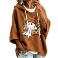 thumbnail image 1 of CONROSES Womens Halloween Hoodies 3/4 Sleeve Hoodie for Women Trendy Hallowmas Ghost Graphic Baggy Fall Winter Hooded Sweatshirts, 1 of 5