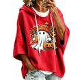 thumbnail image 1 of CONROSES Womens Halloween Hoodies 3/4 Sleeve Hoodie for Women Trendy Hallowmas Ghost Graphic Baggy Fall Winter Hooded Sweatshirts, 1 of 5