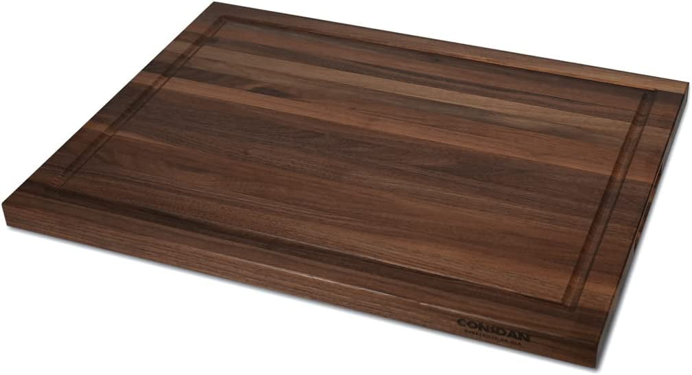 Solid Walnut Edge Grain Butcher Block Cutting Board with Invisible Handles