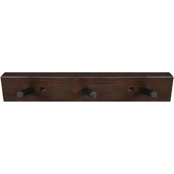 CONSDAN Coat Rack Wall Mount, USA Grown Hickory Coat Hooks with 3 Hooks, Wooden Coat Hanger Wall Mount for Hanging Coats, Jacket, Clothes, Hat, Dark Walnut