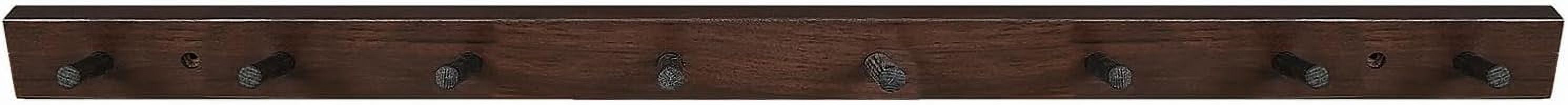 Dark Walnut Solid Hickory Wall Mounted Coat Rack with 8 Hooks