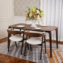 CONSDAN Dining Table Set for 4-6, includes 1 Table & 4 Chairs, Walnut Veneer Top, Solid Wood Frame, Natural Wood Grain, Easy Assembly, Modern Design