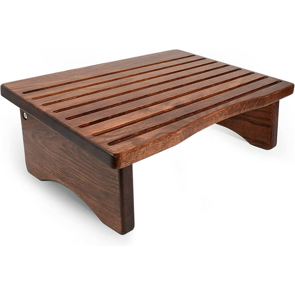 CONSDAN Footrest, Ergonomic Foot Rest for Under Desk at Work, Nursing Foot Stool, Natural Solid Wood Non-Slip Slanted Top Foot Stool for Office/Standing Desk(Chocolate Color)