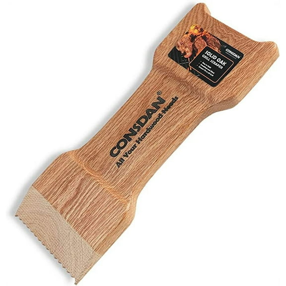 CONSDAN Grill Scraper, Soild Oak Wooden Grill Brush, Grill Scraper for Outdoor Grill, Bristle Free Grill Scrapers, Grill Grate Cleaner Safe Wood Grill Brusher