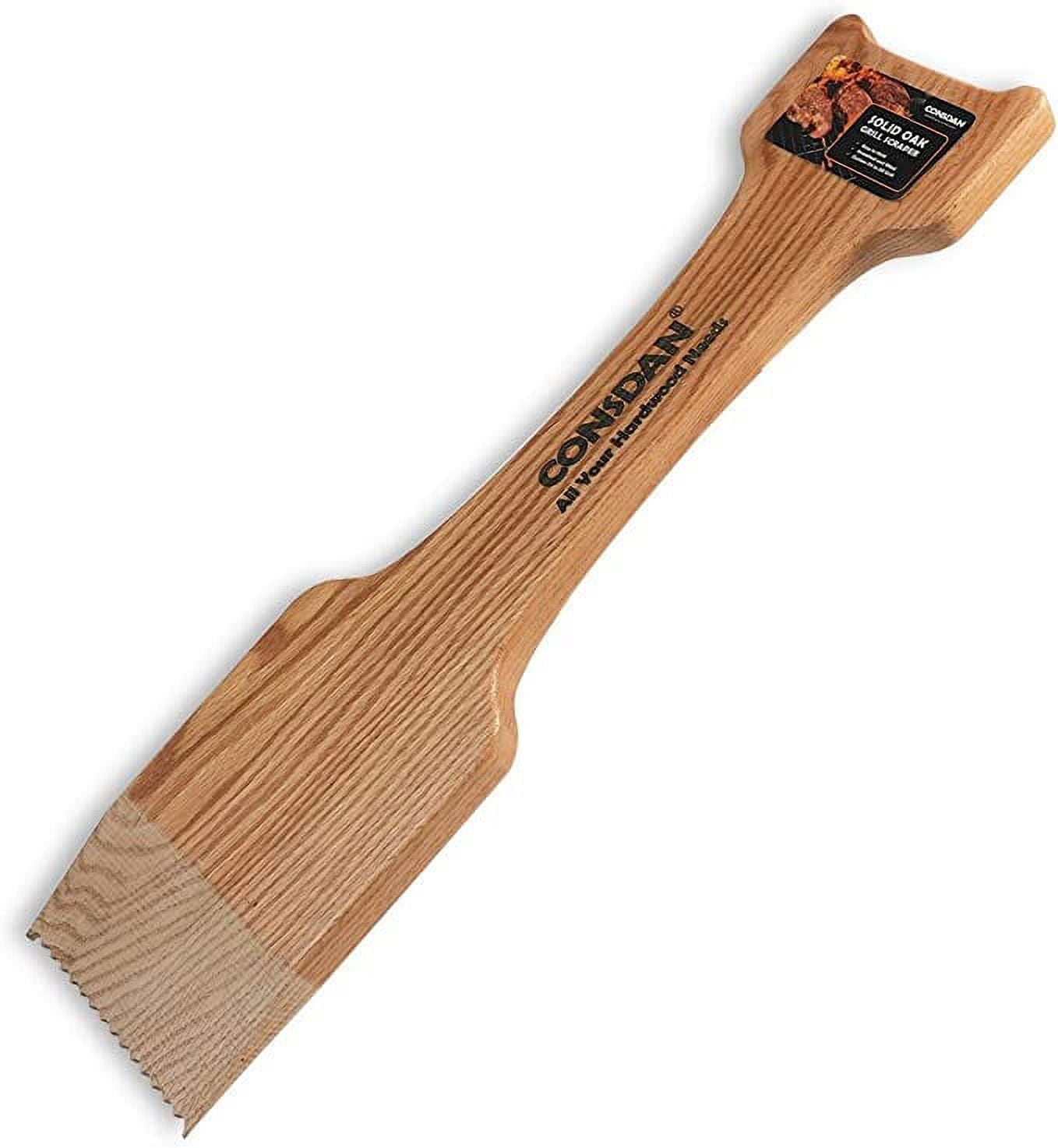 CONSDAN Grill Scraper, Soild Oak Wooden Grill Brush, Grill Scraper for