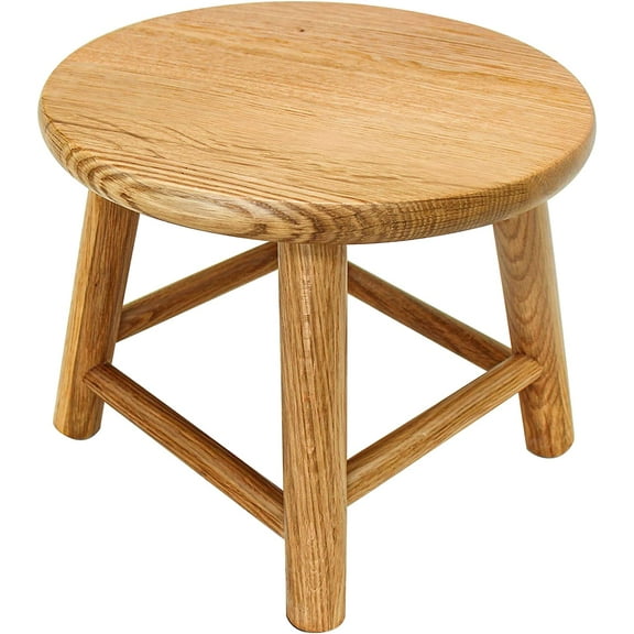 CONSDAN Kids Natural Oak Low Handcrafted Solid Wood Stool, Natural Color