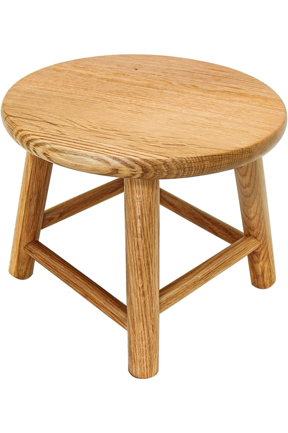 Kids Natural Oak Low Handcrafted Solid Wood Stool, Natural Color