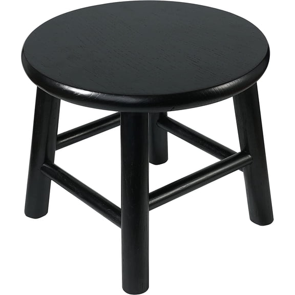 CONSDAN Step Stool, USA Grown Oak, Handcrafted Solid Wood Stool, 9" Low Stool(Black)