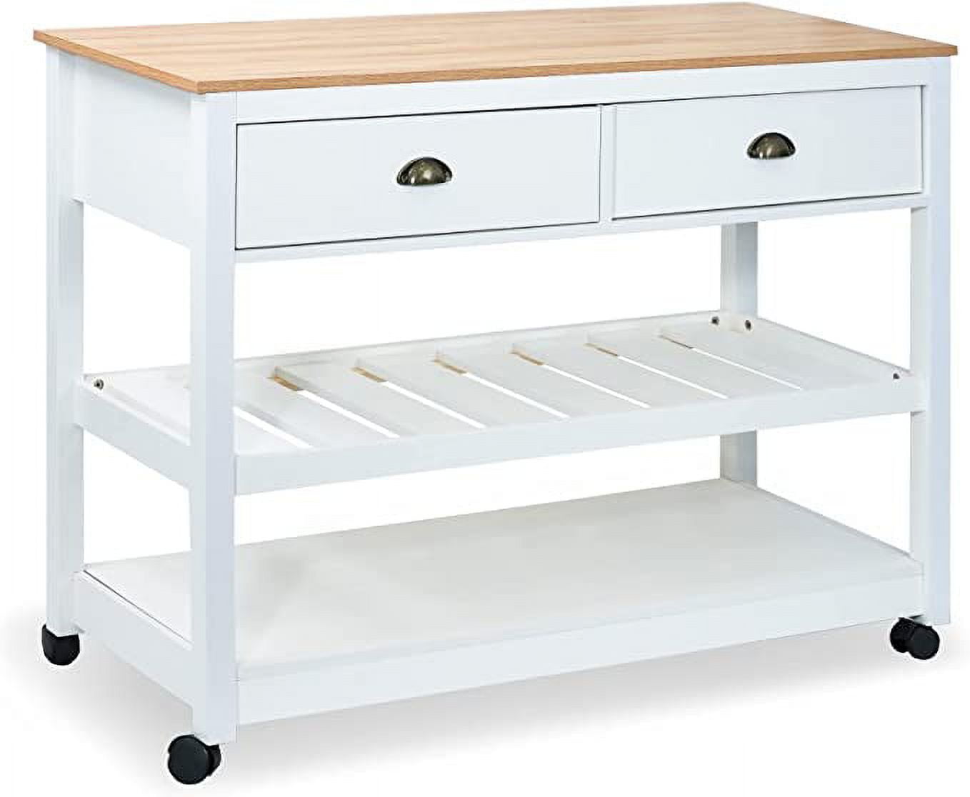 CONSDAN Kitchen Island, Kitchen Cart with Storage, Kitchen Island on Wheels, Kitchen Storage