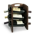 thumbnail image 1 of CONSDAN Oak Wine Rack, Wooden Wine Storage Racks, Portable 6 Bottles Wooden Wine Holder, Wine Rack Countertop Freestanding Cabinet, Wine Display Shelf (Chocolate Color), 1 of 9