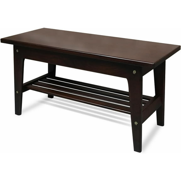 CONSDAN Shoe Bench Rack for Entryway, USA Grown Hickory Shoe Rack Bench, Wooden Bench with Shoe Storage for Entryway, Entrance Hallway, Bedroom, Living Room, 2-Tier, Large