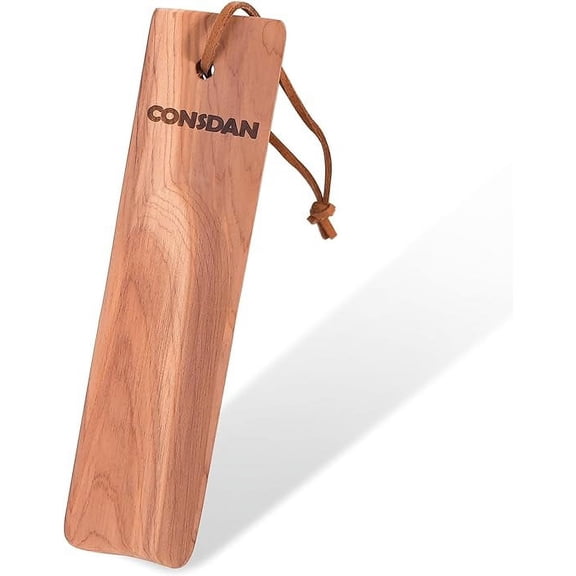 CONSDAN Shoe Horn | USA Grown Solid Cedar Wood Shoe Horn, Travel Shoe Horn for Men Women and Senior, Wooden Boot Horn, Shoe Helpers, 6" L