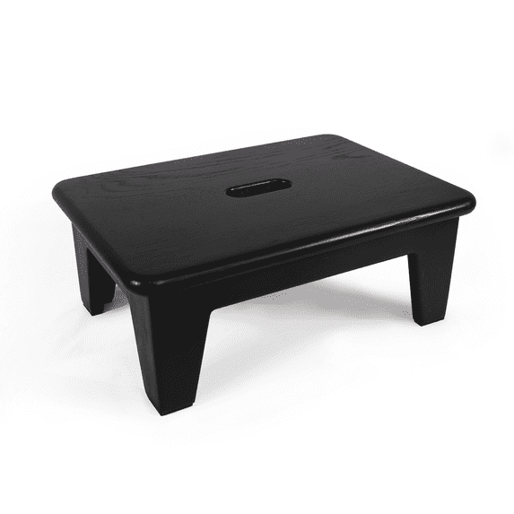 CONSDAN Step Stool for Bed, USA Grown Oak,Wooden Step Stool for Adults, One Step Stool for Seniors, 6.5" High, Non-Slip Mat, No Assembly Needed, Solid Wood, Black Color