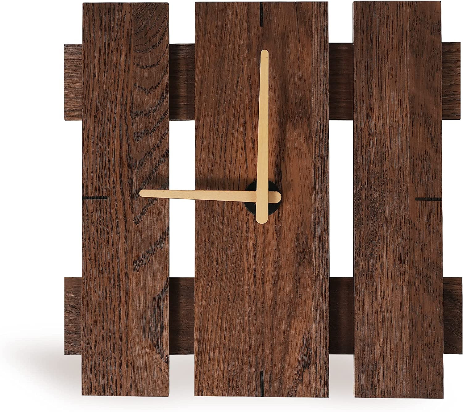 Walnut Square Rustic Oak Solid Wood Wall Clock