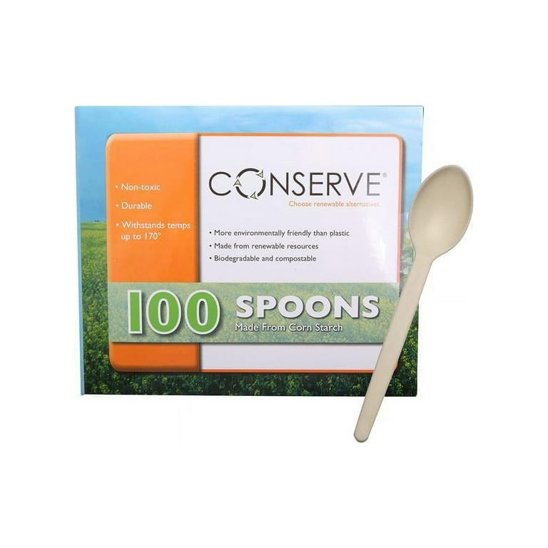Corn Starch Cutlery, Spoon, White, 100/Pack Corn Starch Cutlery, Spoon, White, 100/Pack