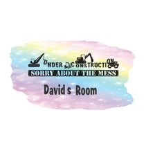 CONSTRUCTION - Multicolored Background Construction Themed Decoration Trucks Funny Quotes Design Customized Name Vinyl Home Kids Bedroom Playroom Wall Decal 20" x 12"